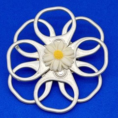Vintage Daisy Jewelry Set Upcycle Brooch Clip On Earrings