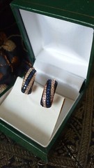 Vintage 1990-s 14 Ct Rolled Gold Sapphire Zircons Earrings- Hallmarked 585 RG