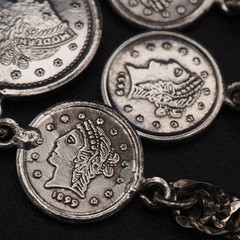 Vintage Silver Engraved CoinDesign Bracelet, 17.5cm Not specified