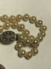 Bracelet 2 strand faux pearls Sterling Clasp Vintage Unused Mint Condition