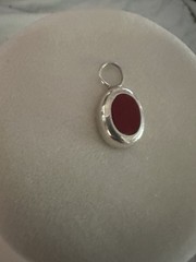 Vintage Sterling Silver Oval Carnelian 1 Inch Red Pendant. Fine Jewelry