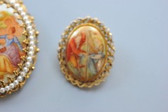 Vintage lot Cameo Style romantic Brooch Pin 1 signed West Germany PG25
