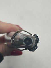 Navette pale blue rhinestone adjustable band cocktail vintage ring silver tone