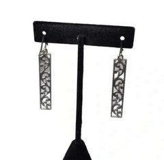 Vintage-Style Silver Tone Carved Pattern Dangle Earrings 2 Inches Zinc Alloy