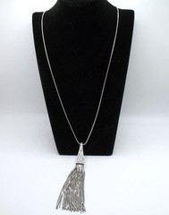 Vintage RJ Graziano 30″ Art Deco style rhinestone pave tassel pendant necklace
