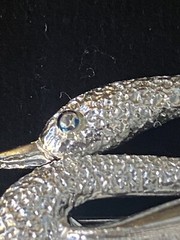 Vintage GERRYS Textured Silver-toned Swan Markasite Eye Brooch