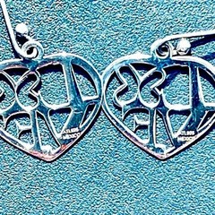 Sterling Silver Love in Heart Butterfly Hook Earrings ATI 925 Mexico Stamped