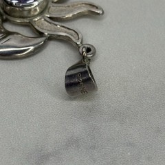Vintage Mexico Sterling Silver Sun & Crescent Moon Eclipse Pendant Purple Stone