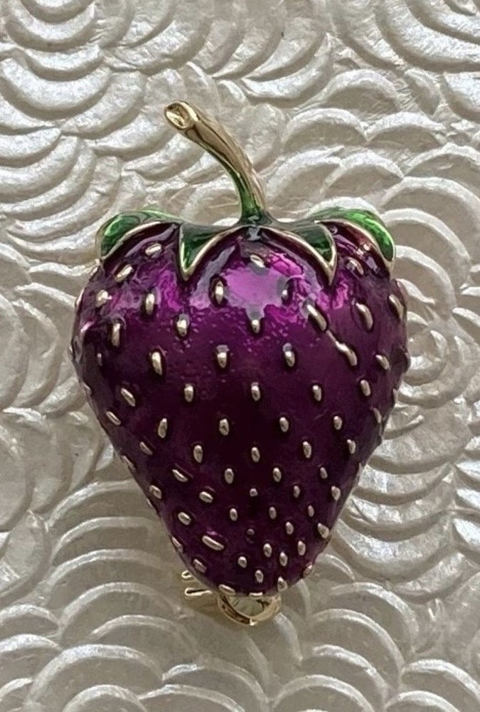 Vintage Style Strawberry Brooch Enamel On Metal