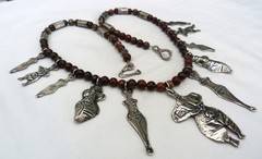 27.75″ SOUTHWEST STERLING SILVER BRUSTALIST NUDES BASKET JASPER BEADS NECKLACE