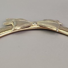 Vintage Omega Bow Necklace Chunky Ribbon Wide 16.5″