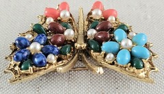 Vintage ART Brand Elegant Jeweled Butterfly Brooch Pin Gold Tone Jewelry 🦋