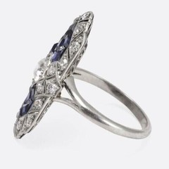 Antique Lab Created Diamond Filigree Vintage Engagement 925 Silver Gifted Ring