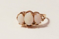 Vintage Colorful 1.03ctw Triple Opal 14K Yellow Gold Ring Size 7.75