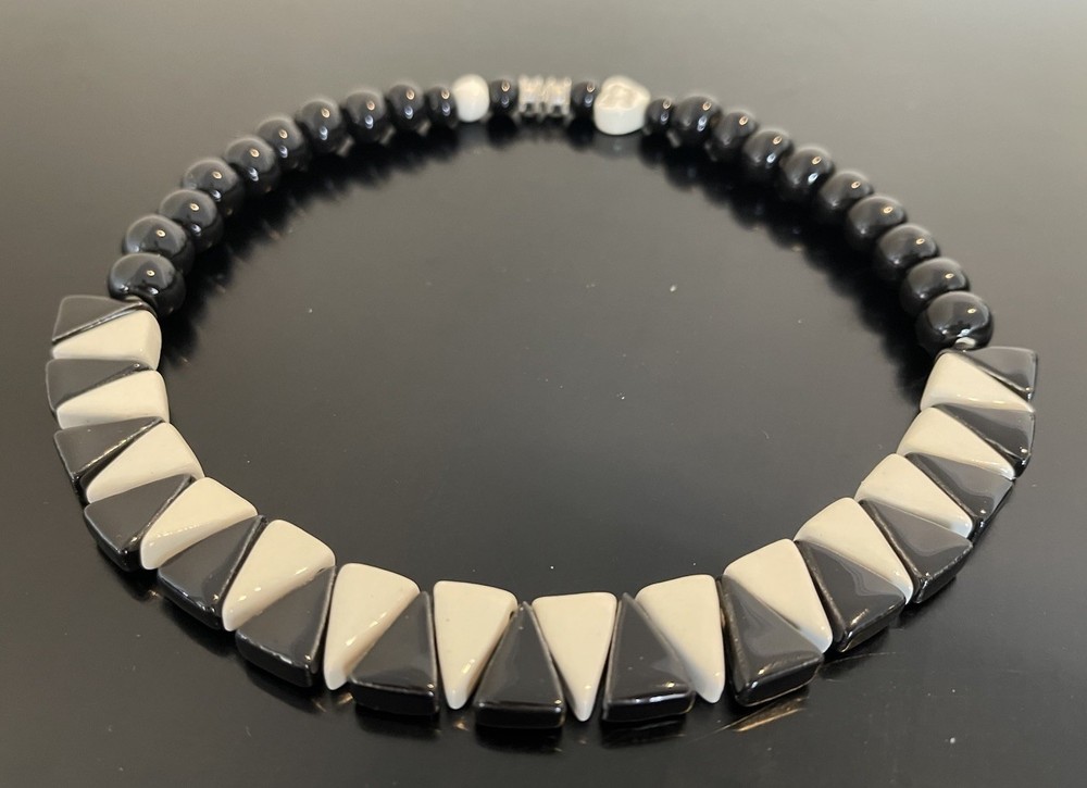 Flying Colors Geometric Necklace Black White