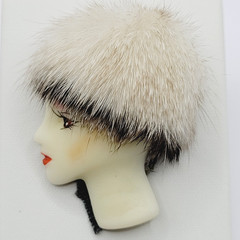 Art Deco Woman with Fancy Hat Resin Lady Face Hand Painted Vintage Brooch Pin