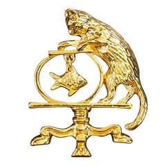 2Pcs Antique Jewelry Cat Vintage Fishing Brooch Personality Zinc Alloy HOT