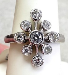 Vintage Natural Diamond Cocktail Ring 0.80CT(Est). 14K gold S-7.25