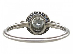 Art Deco Style Lab-Created Diamond & Sapphire 14K White Gold FN Engagement Ring