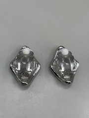 Vintage Clear Crystals Rhinestones SilverTone Clip On Earrings 1” Glam