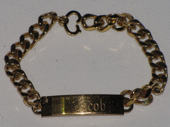 Vintage Speidel USA Personalized ID Bracelet Gold Tone Diamond Accent Mens