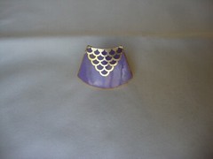 Vtg Samuel Huang Designer Cloisonne Fan Purple Lavender Gold Tone Scarf Clip