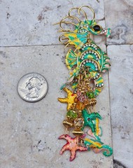 VERY RARE! Vintage Retired Lunch At The Ritz SEAHORSE EARRINGS 5″ Hand painted