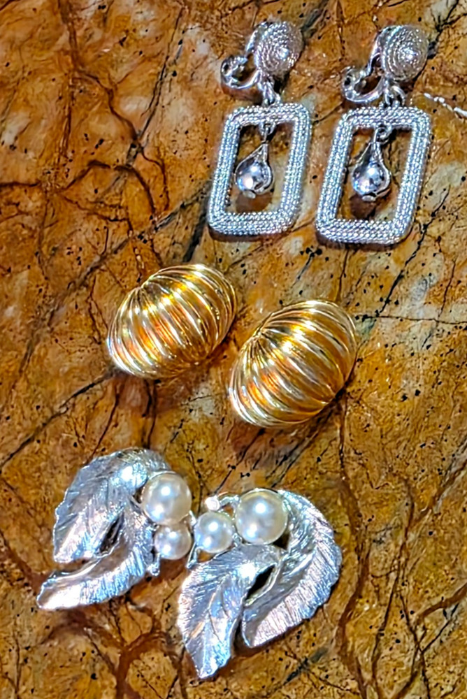 Clip-On Earrings Lot of 3- Includes one pair Sarah Coventry 1964 Silver Splendor