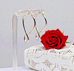 Vintage Designer 925 Sterling Silver Twist Tube Drop Dangle Earrings, 1.25″
