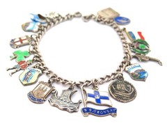 .Vintage Sterling & .800 Silver Charms From Around The World Bracelet 27.2g