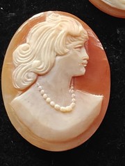 Lot of 3 Vintage Carved Cameos 1.25” Each • Shell Relief Profiles • Jewelry Craf