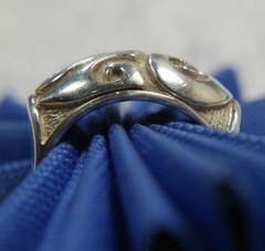 Vintage Swirl Bar Top 0.925 Sterling Silver Comfort sides Band Ring size 8