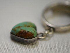 Joan Slifka Designs STERLING SILVER Turquoise Dangle Heart Ring Size 5.5 6g