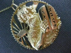 ANTIQUE 14KT YELLOW GOLD HANDCRAFTED MOSES TEN COMMANDMENTS PIN / PENDANT #3665