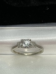 Art Deco c.1930 White Sapphire Diamond 18K White Gold Platinum Ring Sz 5.75