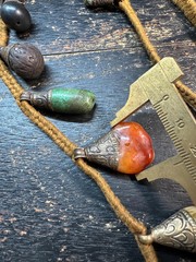 Vintage Himalayan Tribal Amulet Necklace, Boho Shell & Stone Charm, 32″