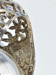Sterling silver dome ring signed ARD cut out flower design sz 9.75