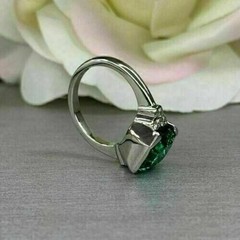 Art Deco Style Asscher Lab Created Diamond 14K White Gold FN Birthday Gift Ring