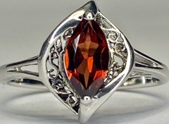 Vintage RJ Sterling Silver 1.00 Ct Marquise Cut Red Garnet Ring Size 10