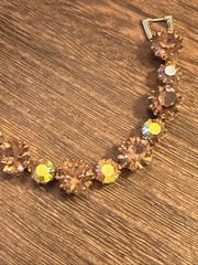 Vintage MCM 1960s Signed WEISS Aurora Borealis Rhinestone Bracelet 7”