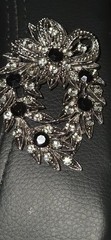 Vintage Juliana DeLizza Elster Wreath Brooch Smoky Gray Clear Rhinestone Pin DE