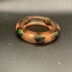 Clear Soft Pink Vtg Beetle Bracelet Translucent Resin,,1960s, NOS(#3) Sm/Med