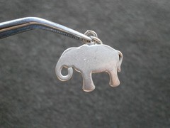 Elephant Vintage Flat Sterling Silver Enamel Bracelet Charm Pendant 2.0g