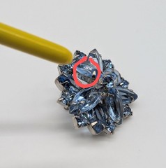 Blue Navette Rhinestone Bar Brooch And Clip On Earrings Open Back