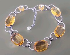 Vtg RJ Graziano Citrine Yellow Crystal Silver tone Couture Choker Necklace 20″