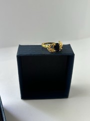 Vintage Black Cubic Zirconia Ring Gold Plated Womens Size 6.5