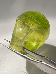 Vintage Size 7 Lucite Ring Chunky Statement Crystal Green HIGH Flat Top Unisex