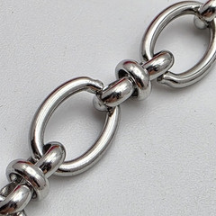 Vintage Silver Tone Oval Link Chain Bracelet 7in Chunky Minimalist Classic