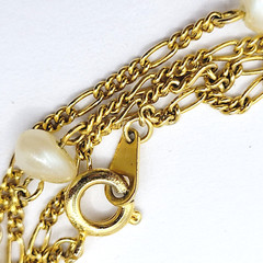 Freshwater Pearl Multi Style Link Gold Tone Chain Vtg Station Necklace 24 Inch