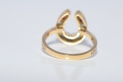 New Made 18k Gold Natural Diamond And Ruby Sapphire Emerald Horse Shoe Ring